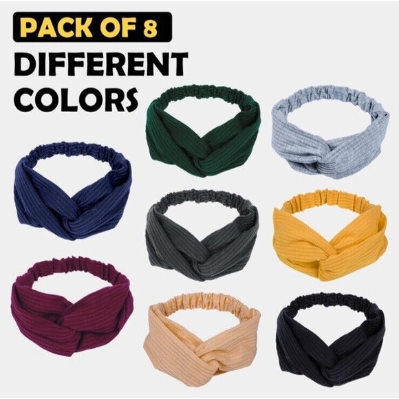 Women's Fabric Headbands, Front Knot Multi Color Soft Hair Accessories Boho Yoga - Picture 1 of 7